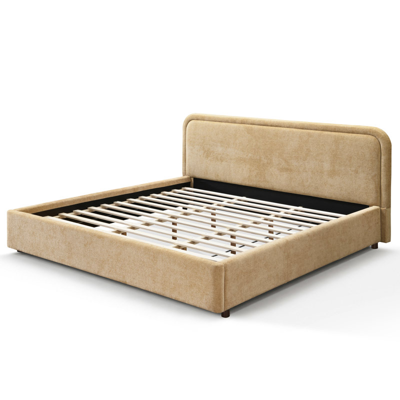 Chloe Upholstered Platform Bed - Sand - King Size, King, Sand