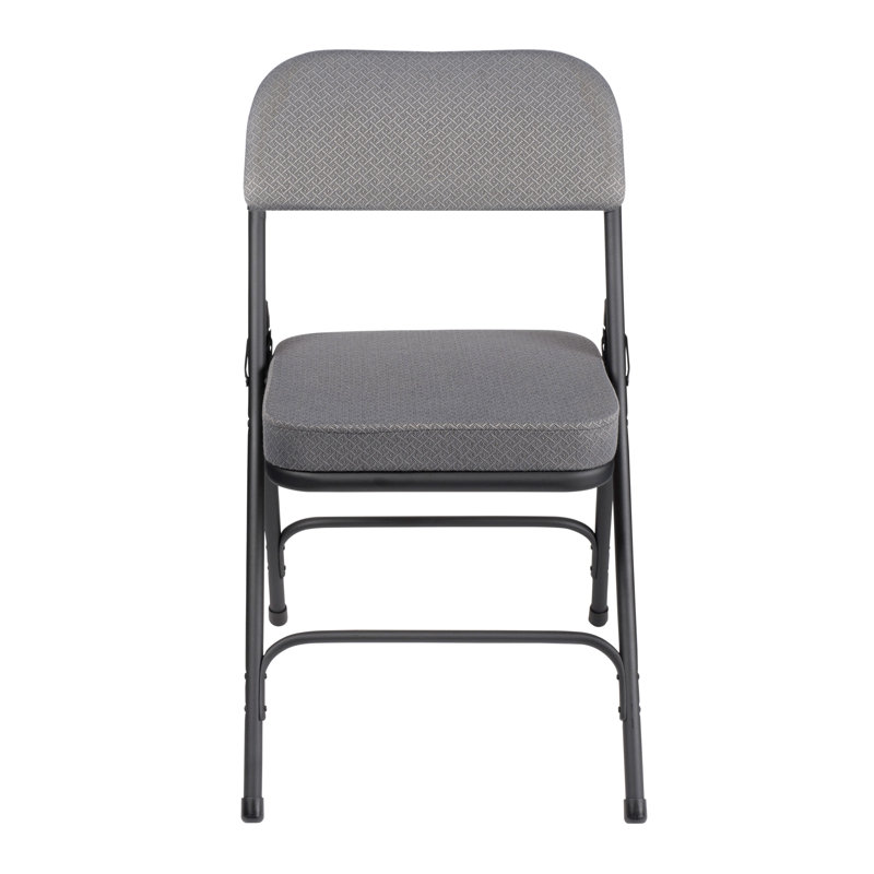 Bernadine Deluxe Fabric Padded Folding Chair, Gray/Black