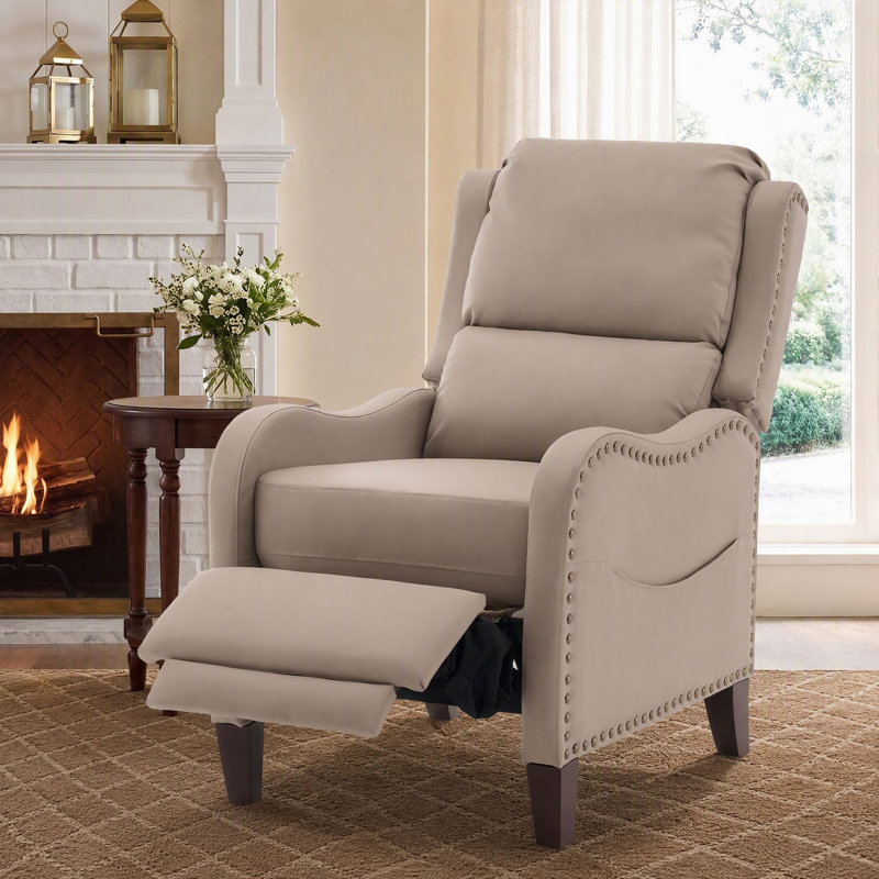 Fauteuil inclinable à pousser avec pédale allongée pour les utilisateurs de plus de 6 pieds, Set of 1, Taupe