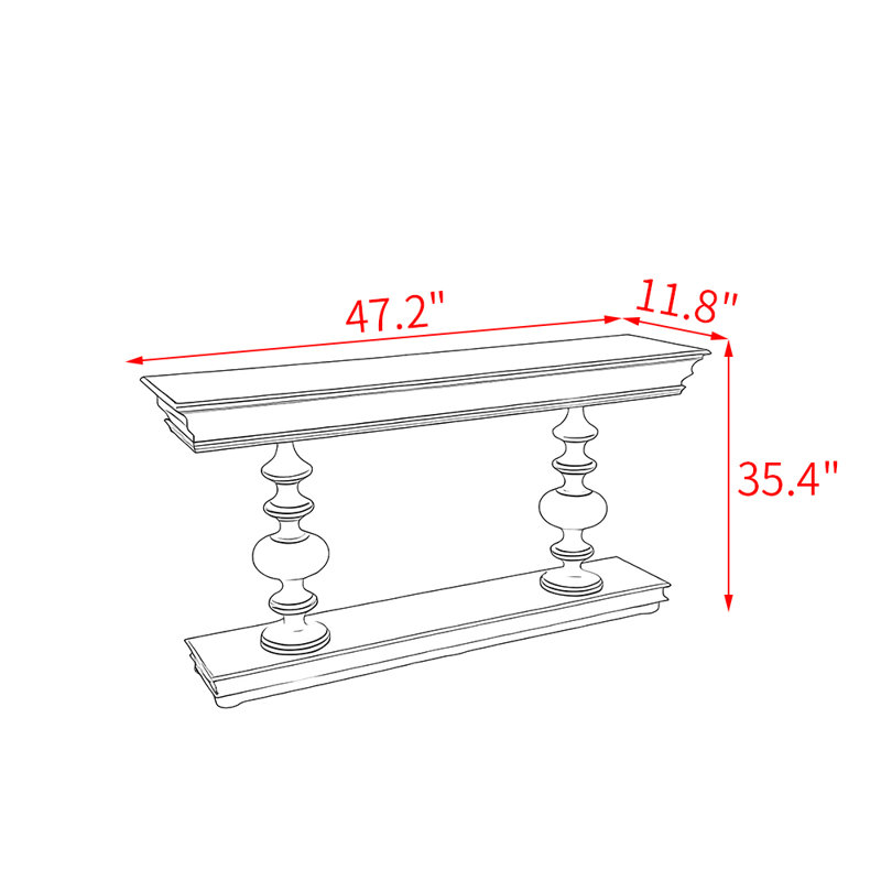 Console rétro de style français, 35.4" H x 47.2" W x 11.8" D
