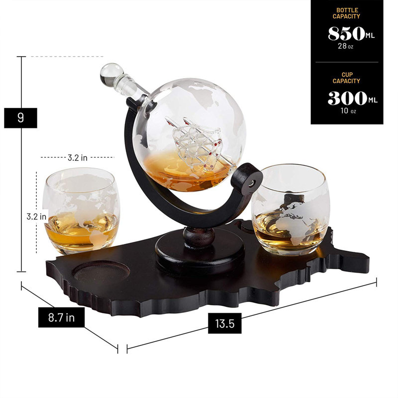 Branham Glass 3 - Piece Whiskey Decanter Set