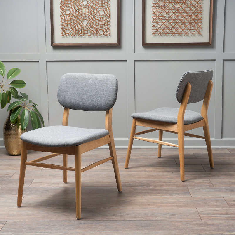 Chaises en tissu, ensemble de 2, Gris, Marron clair