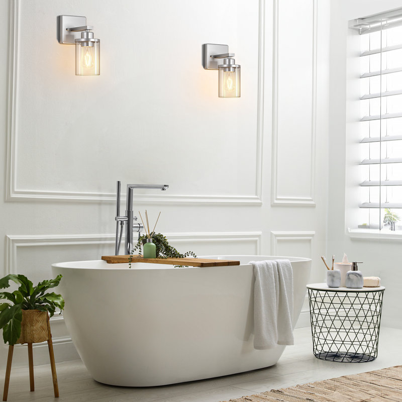 Applique murale de salle de bain à intensité variable avec abat-jour en verre