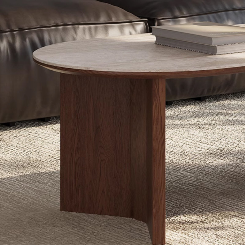 Table basse ovale simple, Brun