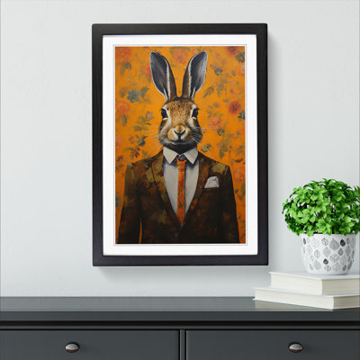 Hare in a Suit Painting - Framed Print