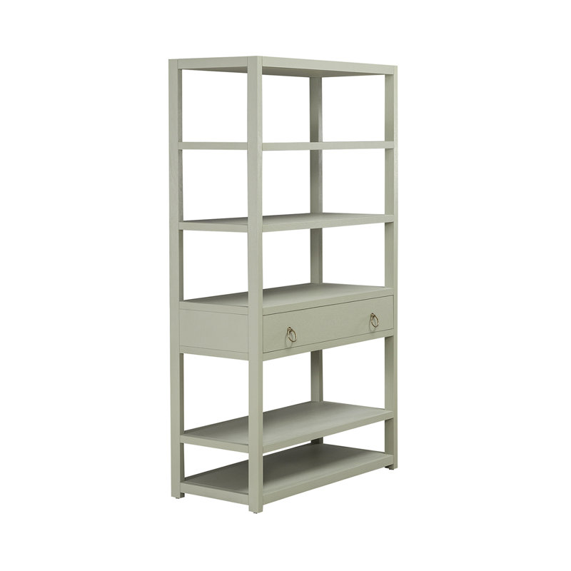 Ballentine 39'' Accent Bookcase w/ 6 Shelves & 1 Drawer, Green Mist