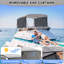 Adjustable Rear Support Poles 3 Bow Bimini Top with Mesh Sidewalls for Boats - Waterproof Marine Grade Fabric, Easy Installation Kit, Space-Saving Design