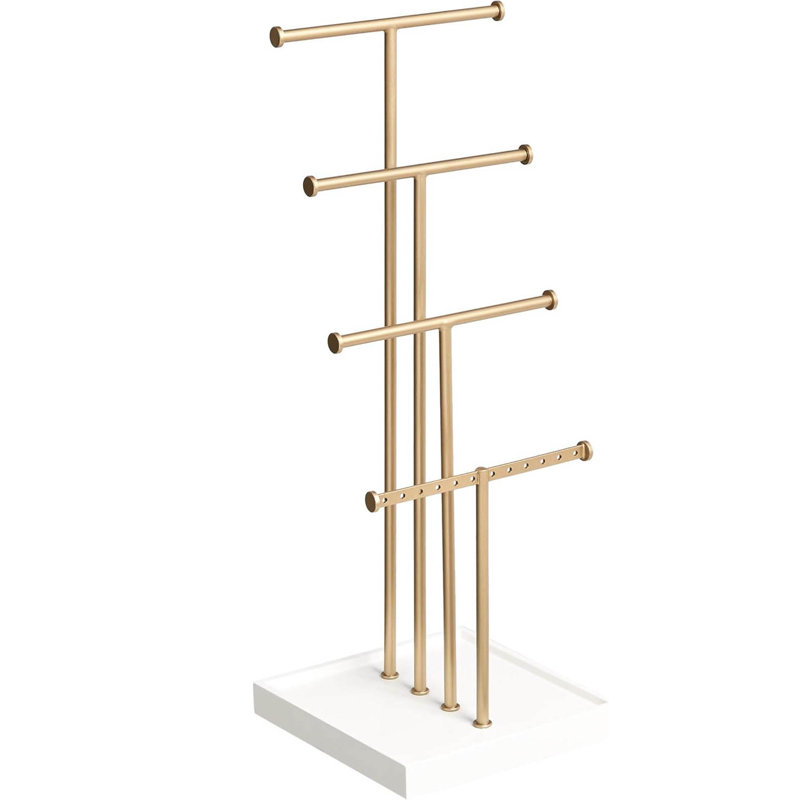 Jewellery Stand +, White/Brass