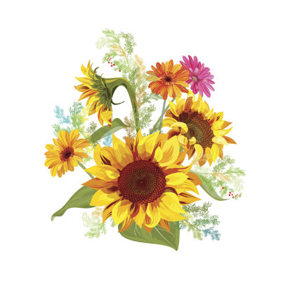 Yellow Sunflowers by Olga Ivanova - Wrapped Canvas Painting