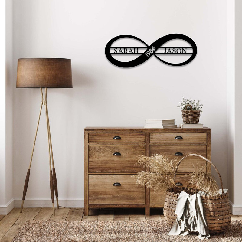 Personalized Infinity Love Sign Metal Wall Art - Custom Couple Name Wall Art - Romantic Infinity Symbol Design Sculpture - Modern Farmhouse Style Wall Hanging - Industrial Metal Art - Wedding Anniversary Home Decor - Meaningful Statement Art Piece
