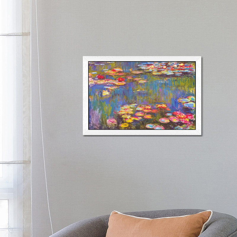 Water Lilies, 1916 by Claude Monet - Painting on Canvas, White Framed, 101.6 cm H x 66.04 cm W