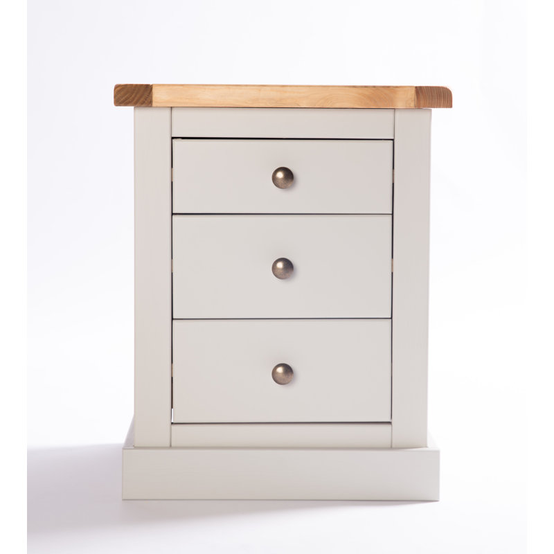 Calvin 45cm W Plywood / Laminate Board Bedside Table, Light Brown/Grey/Brass