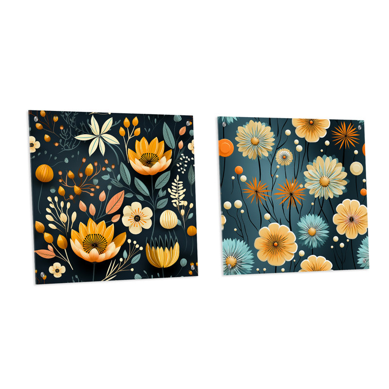 Criss - Ensemble de 2 verres muraux abstraits en acrylique Mid-Century, H 16 po x l 33 po