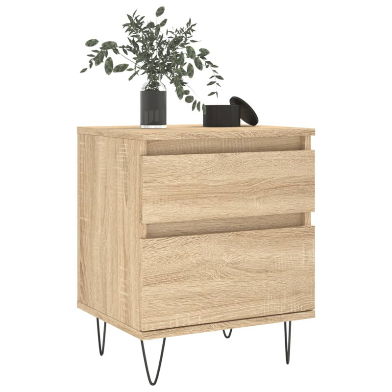 Rowlands 40cm W Metal Bedside Table, Sonoma Oak