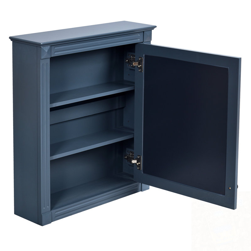 Armoire de rangement murale avec miroir et tablette réglable, Bleu