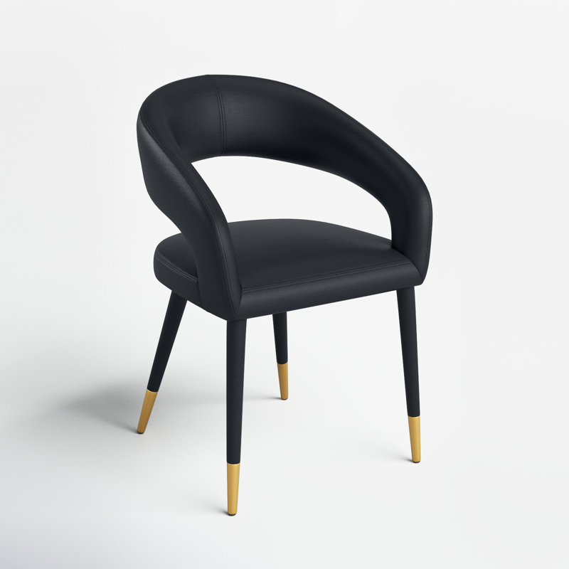 Destiny Upholstered Parsons Chair, Black Vegan Leather
