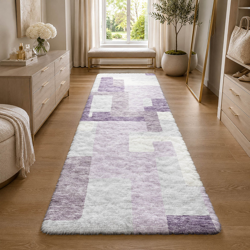 Tapis moderne Dream Shag ADS740, lavable à la machine, de qualité supérieure, Lavender, 2'3" x 7'6" Runner