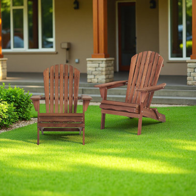 Set of 2 Solid Hemlock Wood Adirondack Chairs – Half Pre-Assembled, Foldable Outdoor Lounge Patio Chairs for Garden, Lawn & Backyard