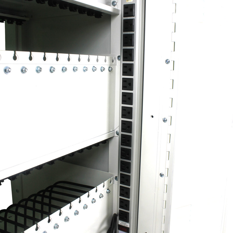 Mobile Charging Cart And Cabinet For Tablets Laptops 30-Device With Combination Lock--Black, Antique White