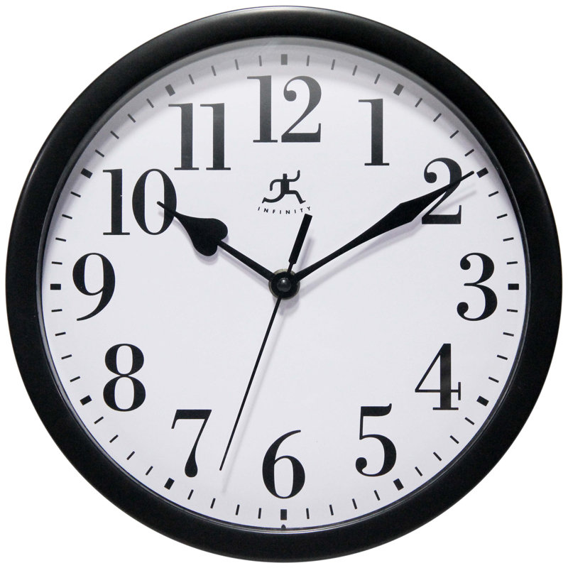 Classic Round Plastic Wall Clock 10-Inches, Black