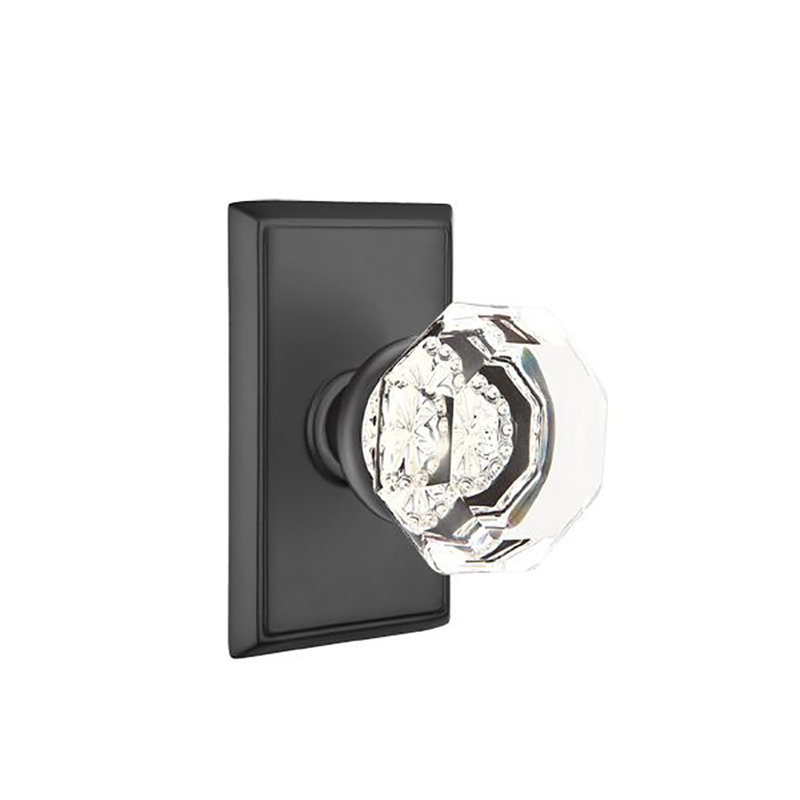 Ensemble de boutons de passage Emtek avec rosette rectangulaire et bouton Old Town, Dos plat