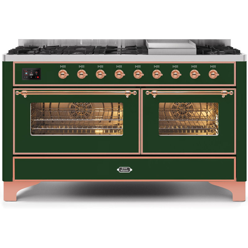 Majestic II 60" 5.02 cu. ft. Freestanding Dual Fuel Range with Griddle, Blue Gray/Chrome, Liquid Propane
