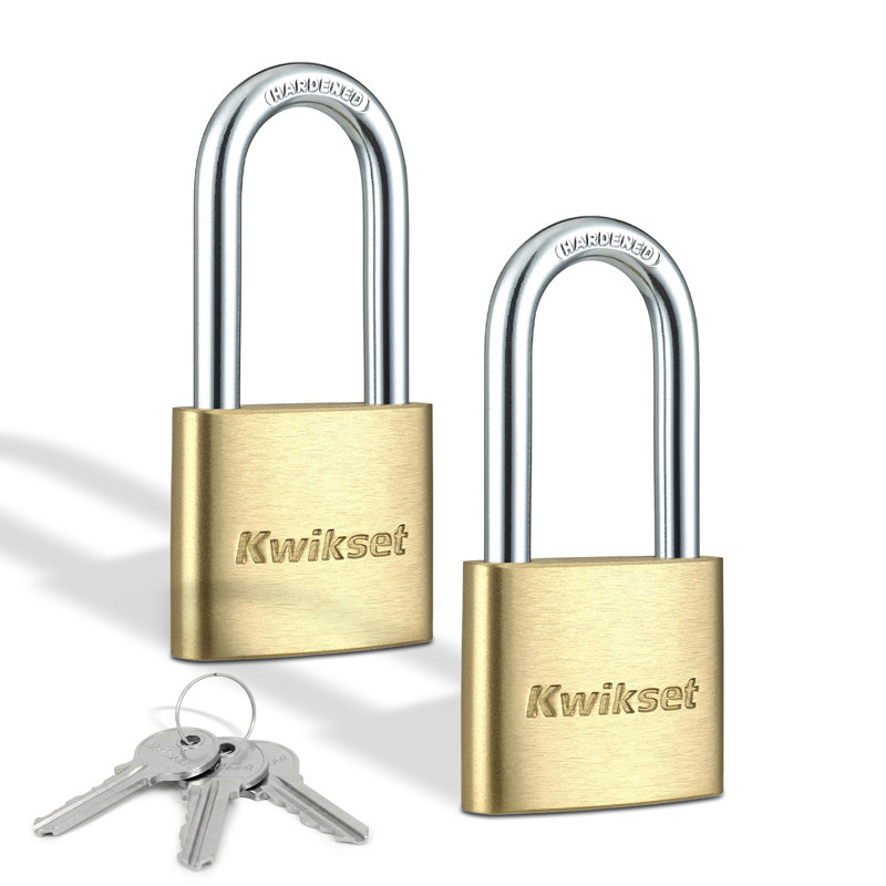 Cadenas Kwikset en laiton avec manille en acier trempé, corps 1-9 / 16 po, manille 1-1 / 2 po, paquet de 2