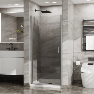 Semi- Shower Door, 34"X72", 1/4" Tempered Glass, Pivot Style, 90 Door Stopper, Magnetic Seals 34"X72" Glass , Semi-, Waterproof