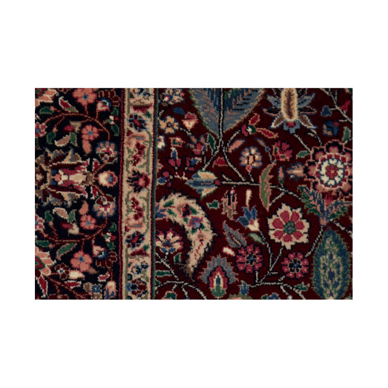 Tapis vin et bleu marine de haute qualité noué à la main