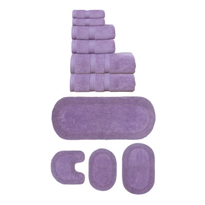 Brunk Collection 100% Soft Cotton 6 Pc Towel Set & 4 Pc Bath Rug Set, (Set of 10)