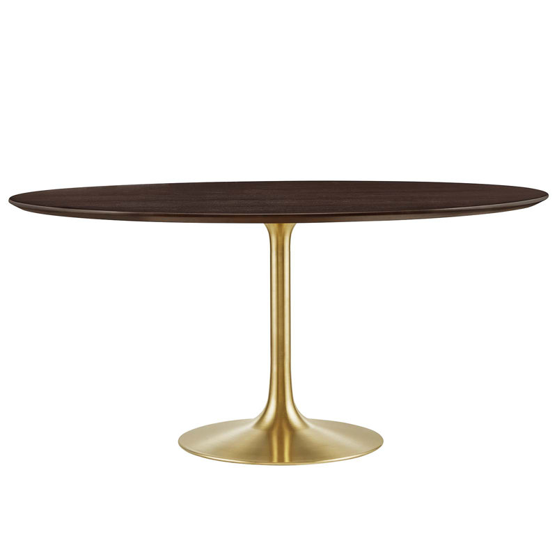Round Gold Cherry Walnut 60" Wood Dining Table