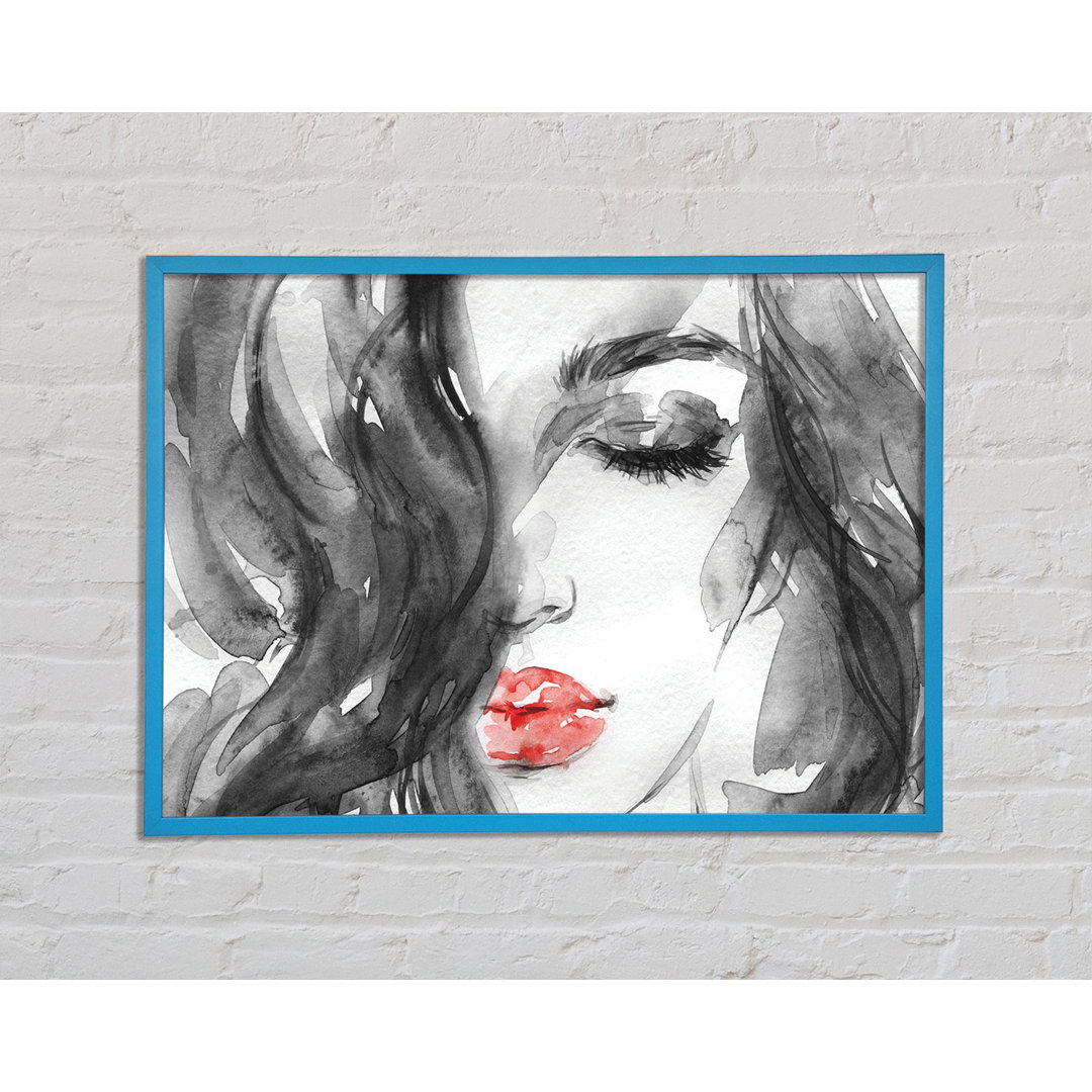 Watercolour Red Lips von Unkown - Druck