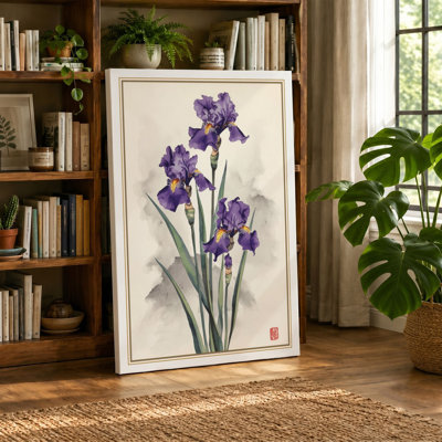 Violet Irises Botanical - Wrapped Canvas