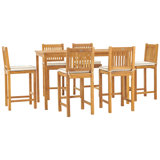 Outdoor 7 - Piece Teak Bistro Set with Cushions