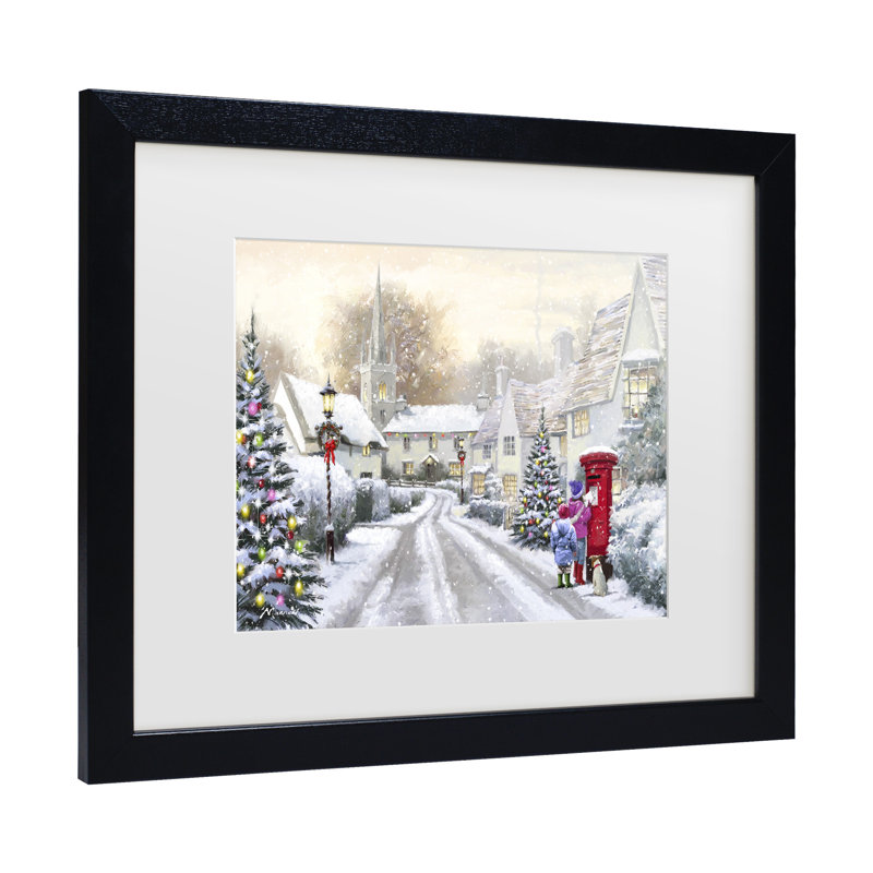 « snowy village », impression, H 11 po x l 14 po x P 0,5 po, Cadre noir