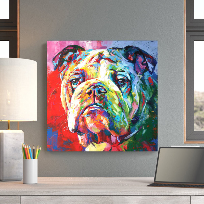 Bulldog by Jos Coufreur - Wrapped Canvas Painting, 45.72 cm H x 45.72 cm W x 1.91 cm D