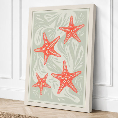 Scattered Starfish Coastal - Wrapped Canvas