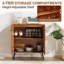 Buffet en bois cannelé - Rangement multifonctionnel avec tablettes réglables pour la salle à manger, le salon, le vestibule et le couloir, noyer