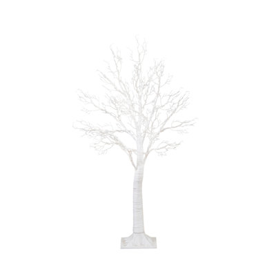 4ft. Pre-Lit Artificial White Twig Tree with 160 Warm White LED Lights