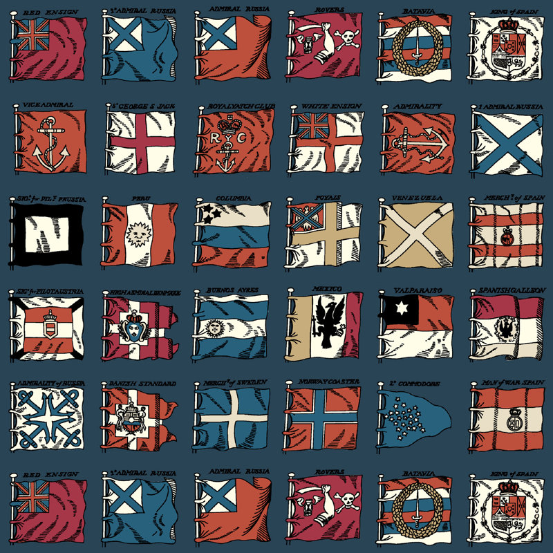 Icons Wallpapers 32.82" L x 27.58" W Wallpaper Roll, Indigo/Red