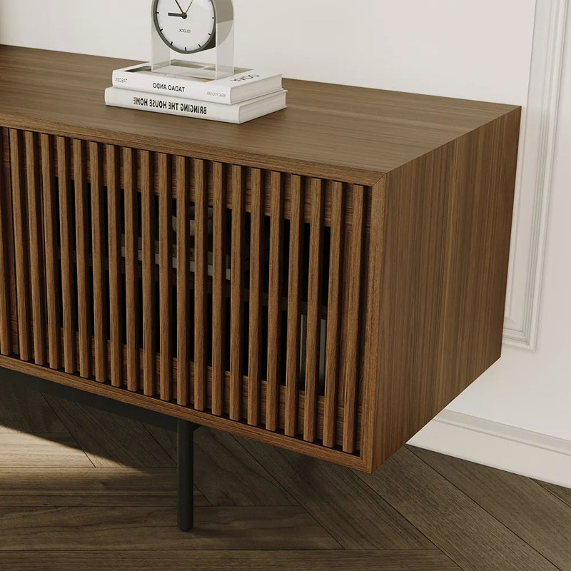 Meuble télé moderne Mid-Century, Noyer, H 21,26 po x l 78,74 po x P 18,89 po