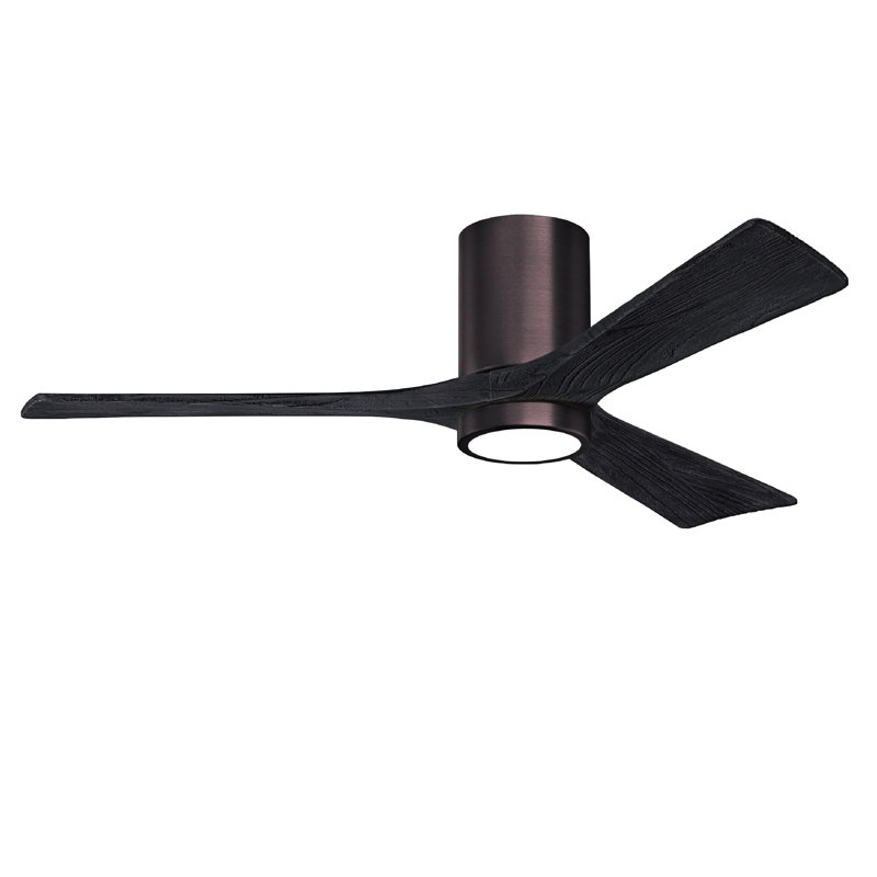 Olivier à 3 pales DEL standard avec ventilateur de plafond et ensemble d'éclairage inclus, Noir mat, Bronze brossé, 52"