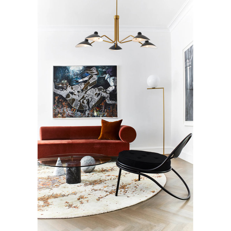 Jerrianne 5-Light Gold Chandelier With Matte Black Iron Shades
