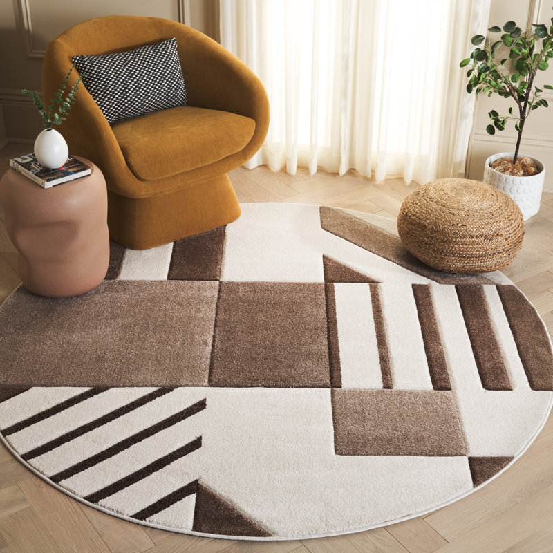 Jeromie Performance Geometric Rug, Round 6'7"
