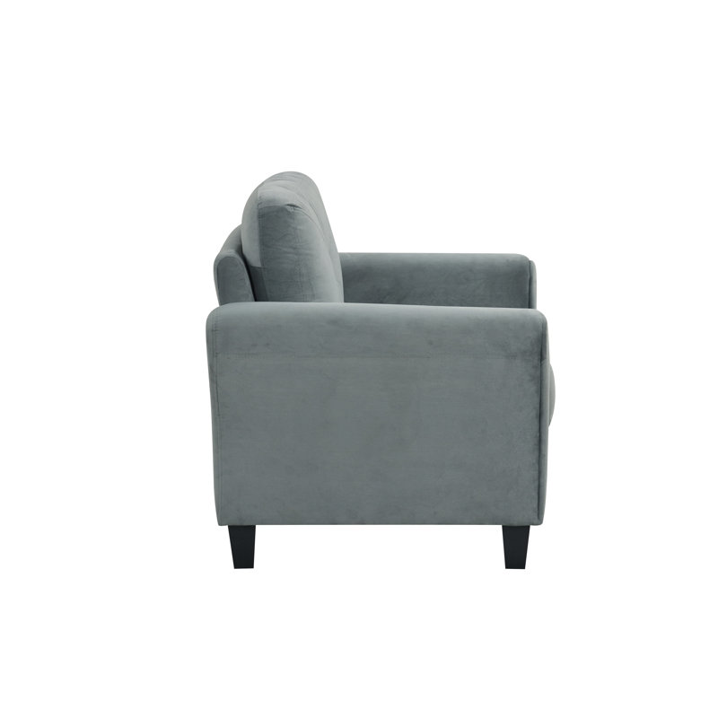 Chaise d'appoint rembourrée en velours avec coussin de dossier Beckham, Gris