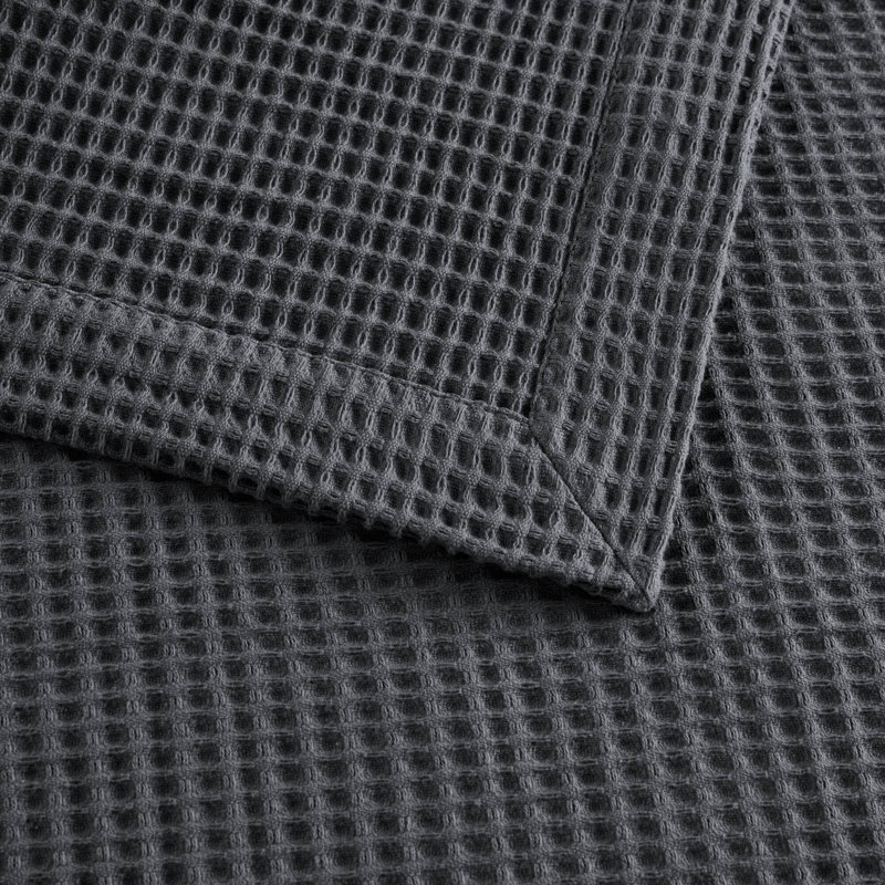 Modern Cotton Blanket, Dark Gray, King