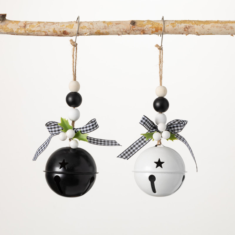 Black White Jingle Bell - Set Of 2