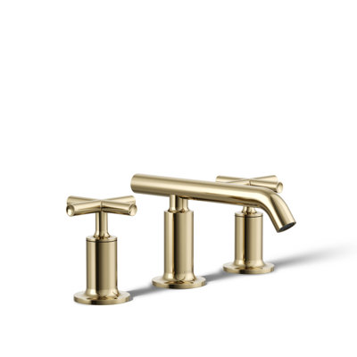 Purist Widespread Bathroom Sink Faucet with Low Cross Handles and Low Spout