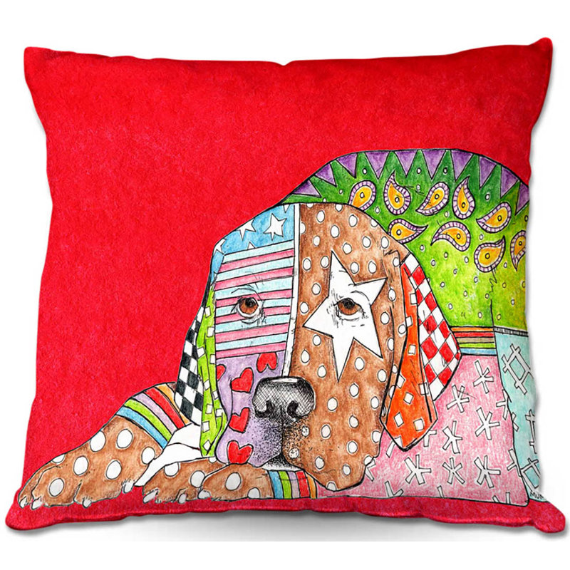  Coussin Couch Labrador Retriever Dog, 16 po x 16 po, Rouge