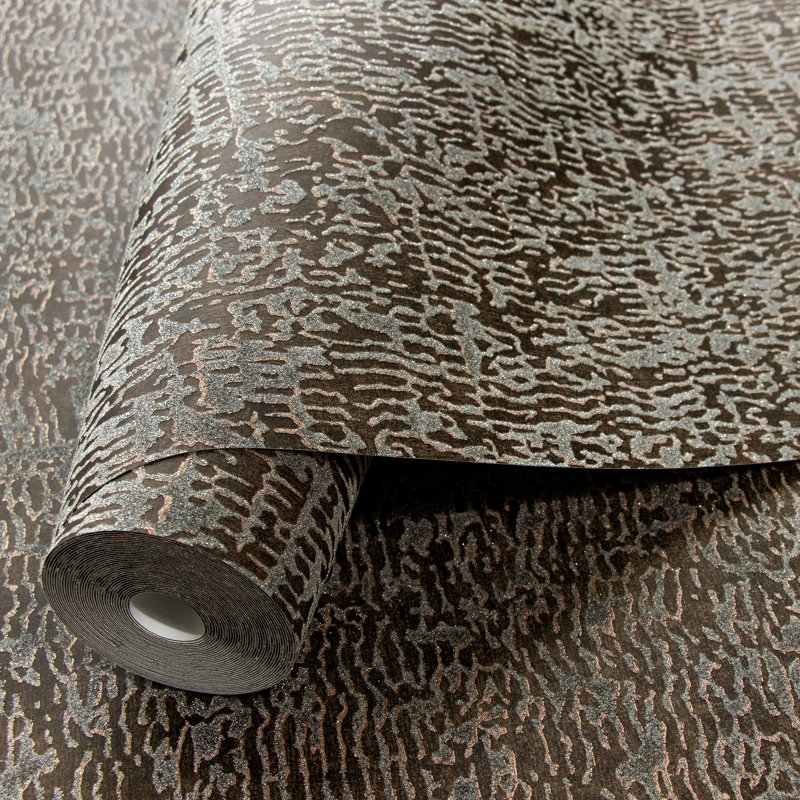 Arisdelsy Glass Bead Alpine Reptile 10.05m x 53cm Textured Wallpaper Roll, Bronze/Silver